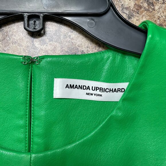 Amanda Uprichard New York Harlow Faux Leather Mini Dress in Green Size M - Picture 9 of 16